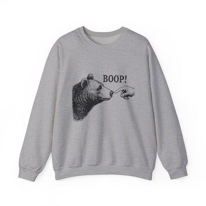 Sport grey Bear Boop sweatshirt with vintage engraved bear and pointing finger