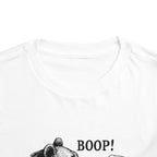 Bear Boop funny bear toddler t-shirt, front collar close-up