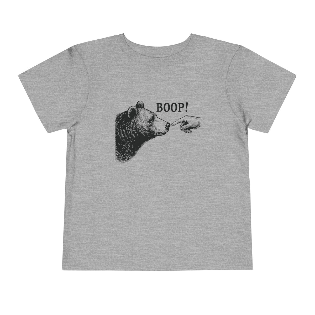 Athletic Heather Bear Boop funny bear toddler t-shirt, front view