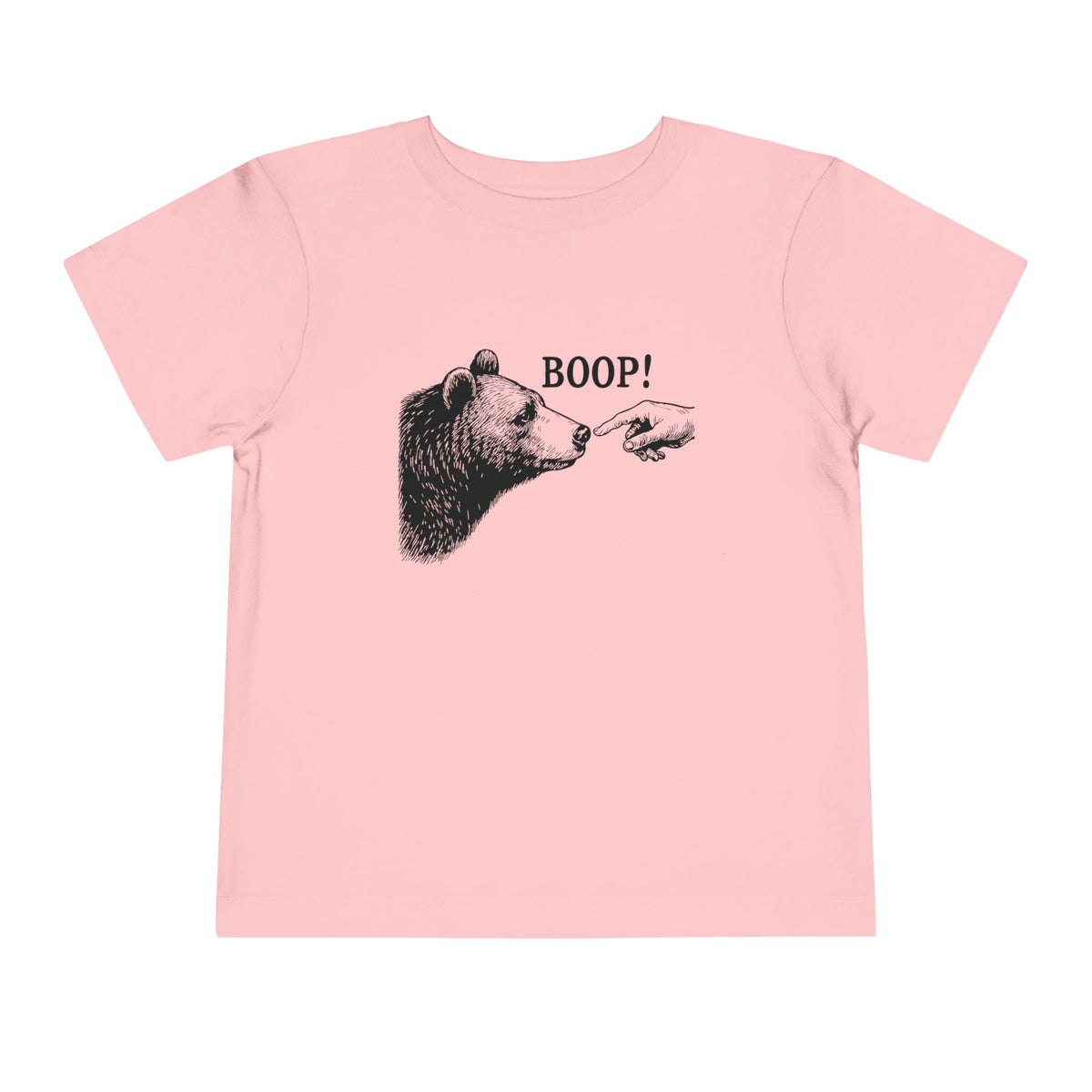 Pink Bear Boop funny bear toddler t-shirt, front view