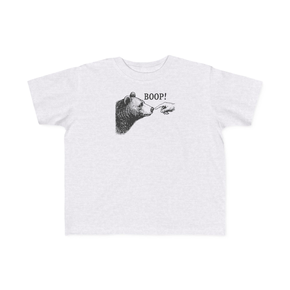 Ash grey Bear Boop toddler t-shirt with vintage engraved bear and pointing finger