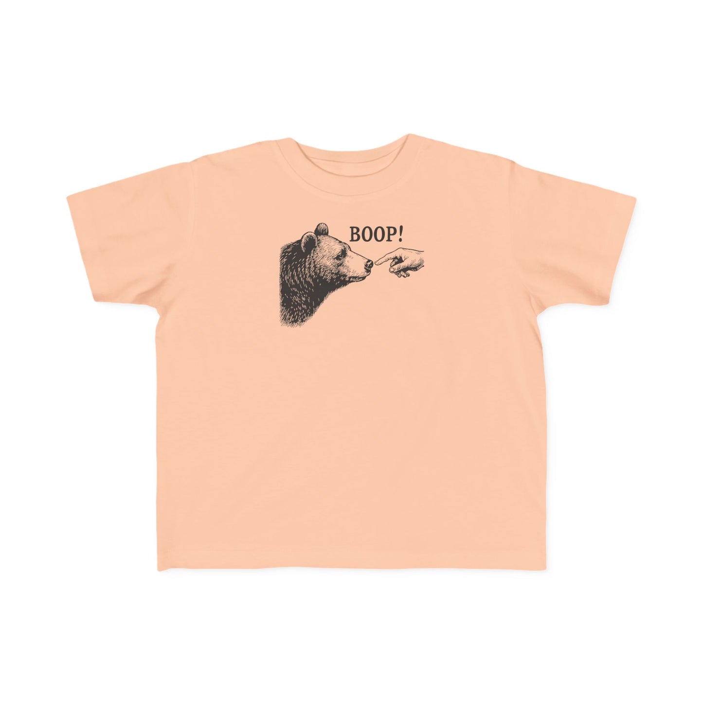 Peachy Bear Boop toddler t-shirt with vintage engraved bear and pointing finger