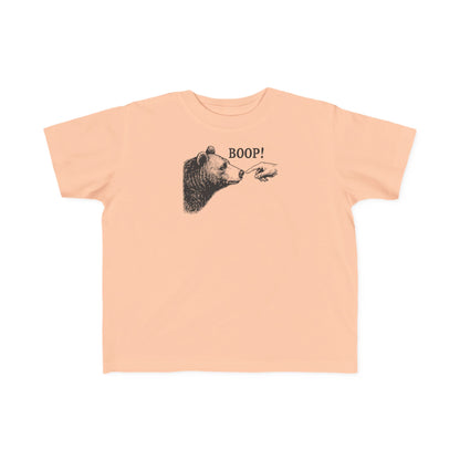 Peachy Bear Boop toddler t-shirt with vintage engraved bear and pointing finger