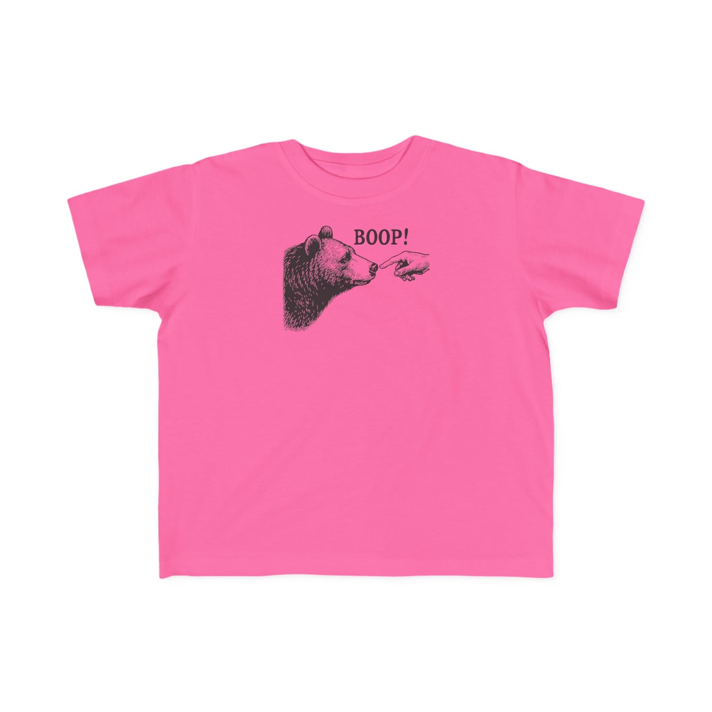 Raspberry Bear Boop toddler t-shirt with vintage engraved bear and pointing finger