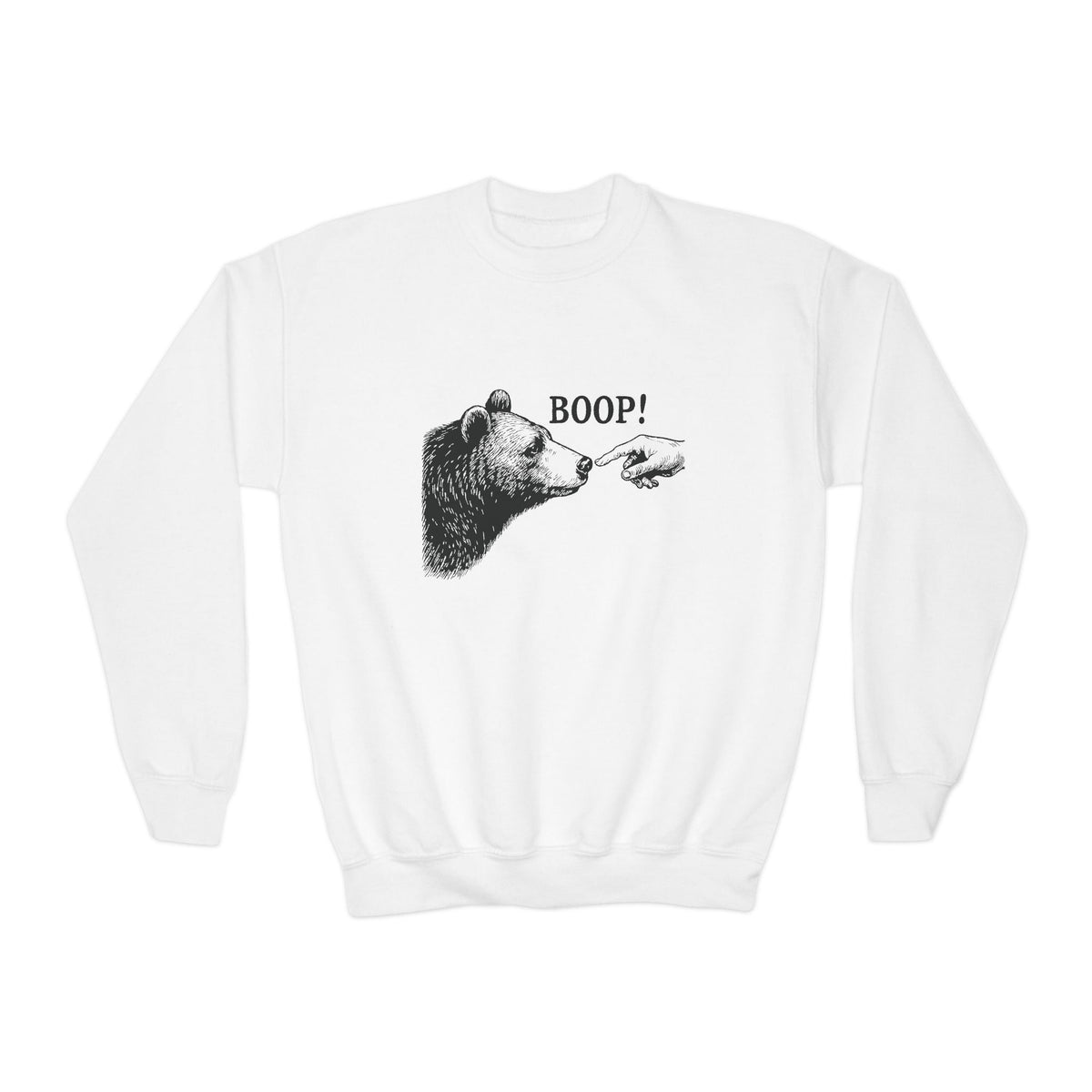 White Bear Boop Funny Youth Sweatshirt, front view