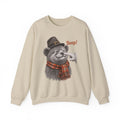 Sand Bear Boop Thanksgiving sweatshirt with a bear in a pilgrim hat and plaid scarf getting a boop on the nose, front view