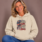 Woman wearing the Sand Being A Veteran's Wife Is A Choice Being His Wife Is An Honor Hoodie with jeans