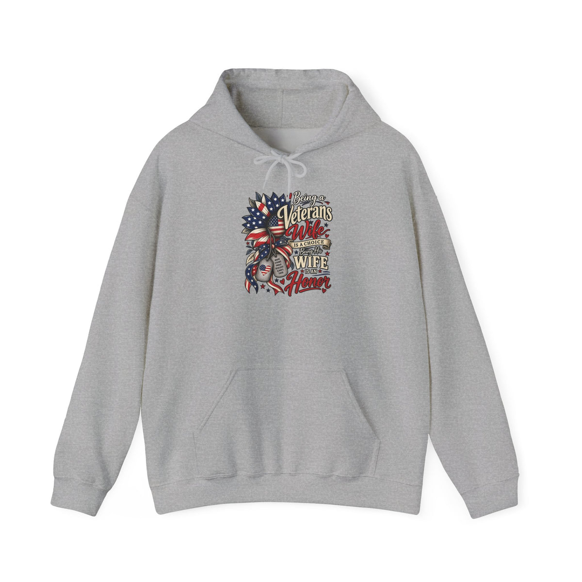 Sport Grey Being A Veteran's Wife Is A Choice Being His Wife Is An Honor Hoodie, front view