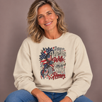 Woman wearing the Sand Being A Veteran's Wife Is A Choice Being His Wife Is An Honor Sweatshirt with jeans