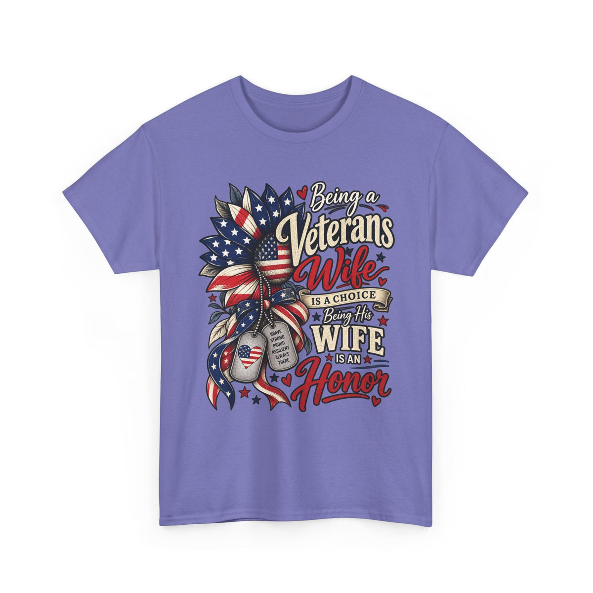 Violet Being A Veteran's Wife Is A Choice Being His Wife Is An Honor T-Shirt, front view
