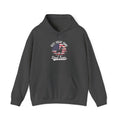 Dark Heather Best Great Dane Dad Ever retro flag hoodie, front view