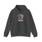 Dark Heather Best Great Dane Dad Ever retro flag hoodie, front view