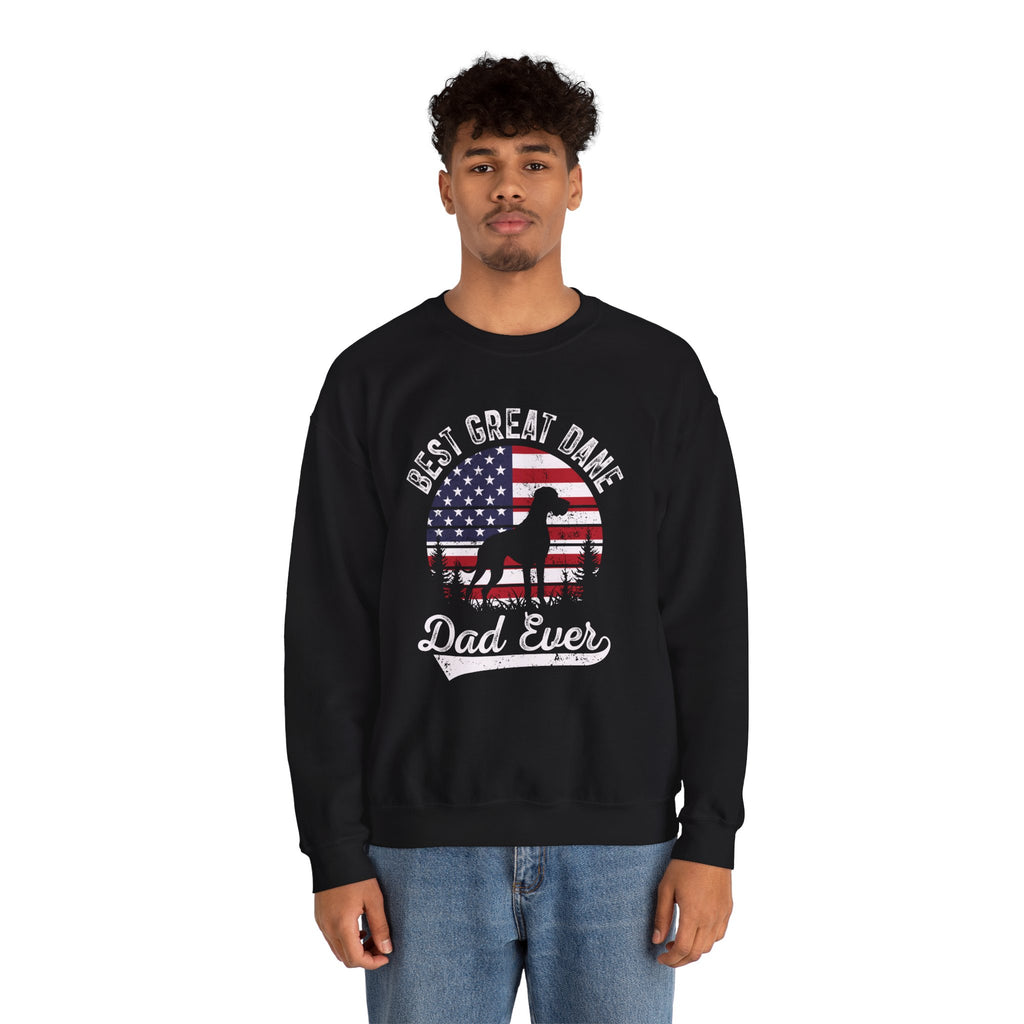 Woman wearing the Best Great Dane Dad Ever Sweatshirt