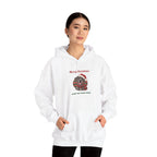Woman wearing the Merry Christmas From The Great Dane Hoodie (blue Great Dane)