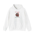 White Merry Christmas From The Great Dane hoodie with a blue Great Dane in a Santa hat, front view