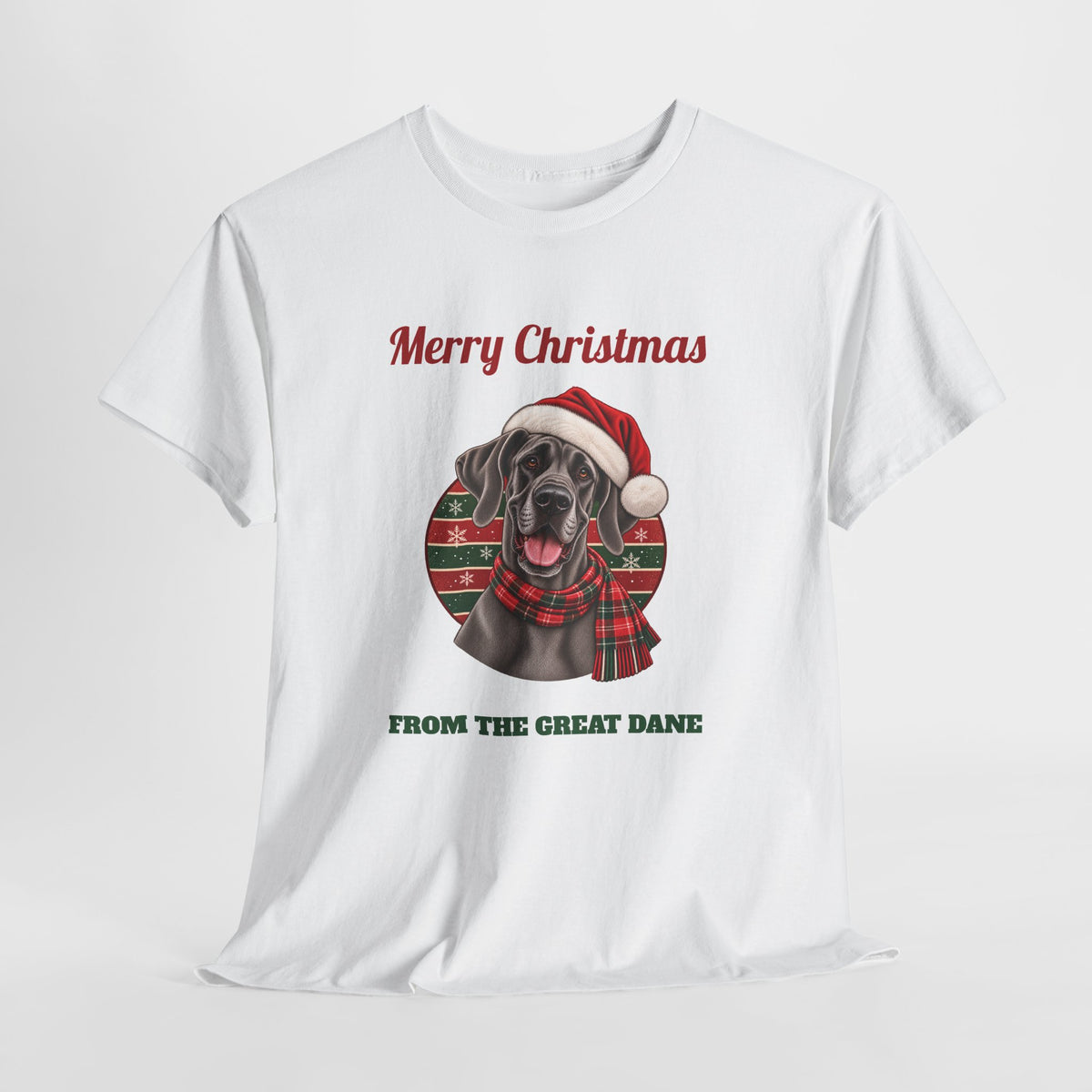 Merry Christmas From The Great Dane T-Shirt (blue Great Dane), flat lay