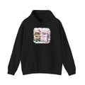 Black Capybara With Christmas Present hoodie with a watercolor capybara and pastel gift print, front view