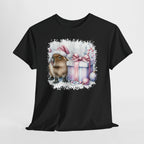 Capybara With Christmas Present T-Shirt, flat lay