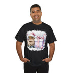 Man wearing the Black Capybara With Christmas Present T-Shirt