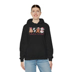 Model wearing the black Cookies For Two Please Christmas Hoodie