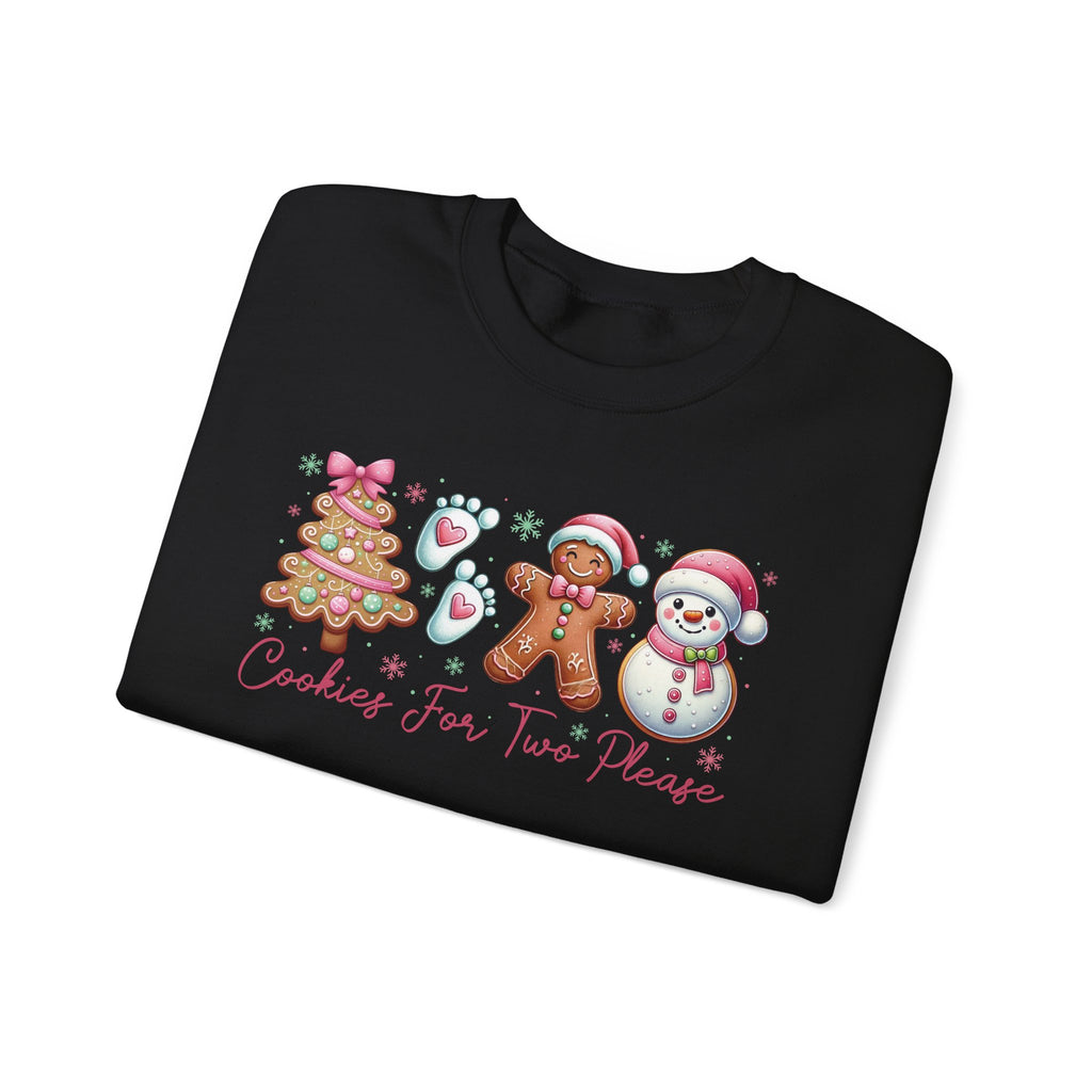 Cookies For Two Please Christmas Sweatshirt, folded