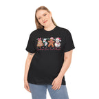 Model wearing the black Cookies For Two Please Christmas T-Shirt