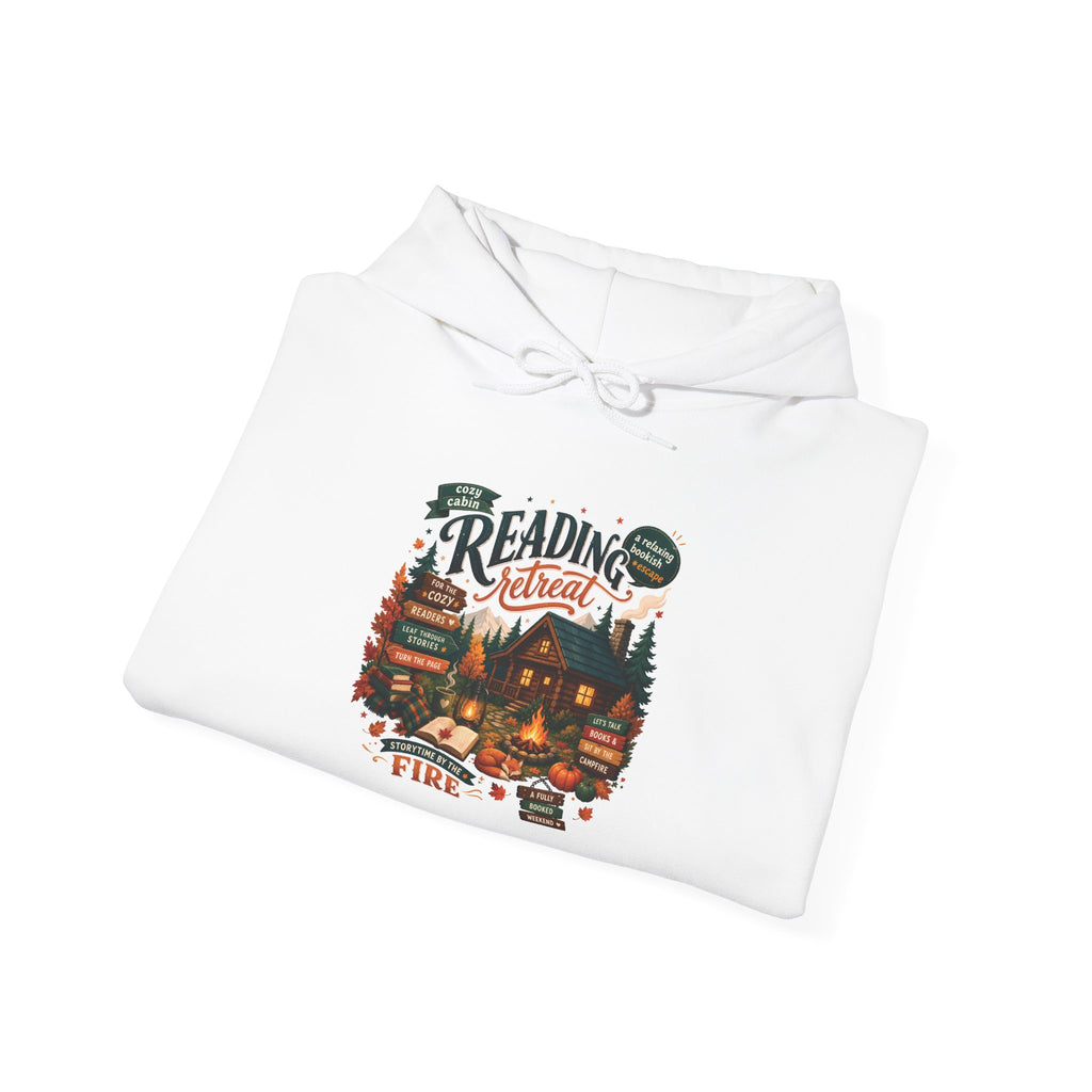 Cozy Cabin Reading Retreat Hoodie, folded