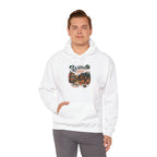 Model wearing the white Cozy Cabin Reading Retreat Hoodie