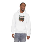 Model wearing the white Cozy Cabin Reading Retreat Hoodie