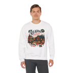 Model wearing the white Cozy Cabin Reading Retreat Sweatshirt