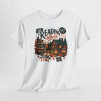 Cozy Cabin Reading Retreat T-Shirt, flat lay