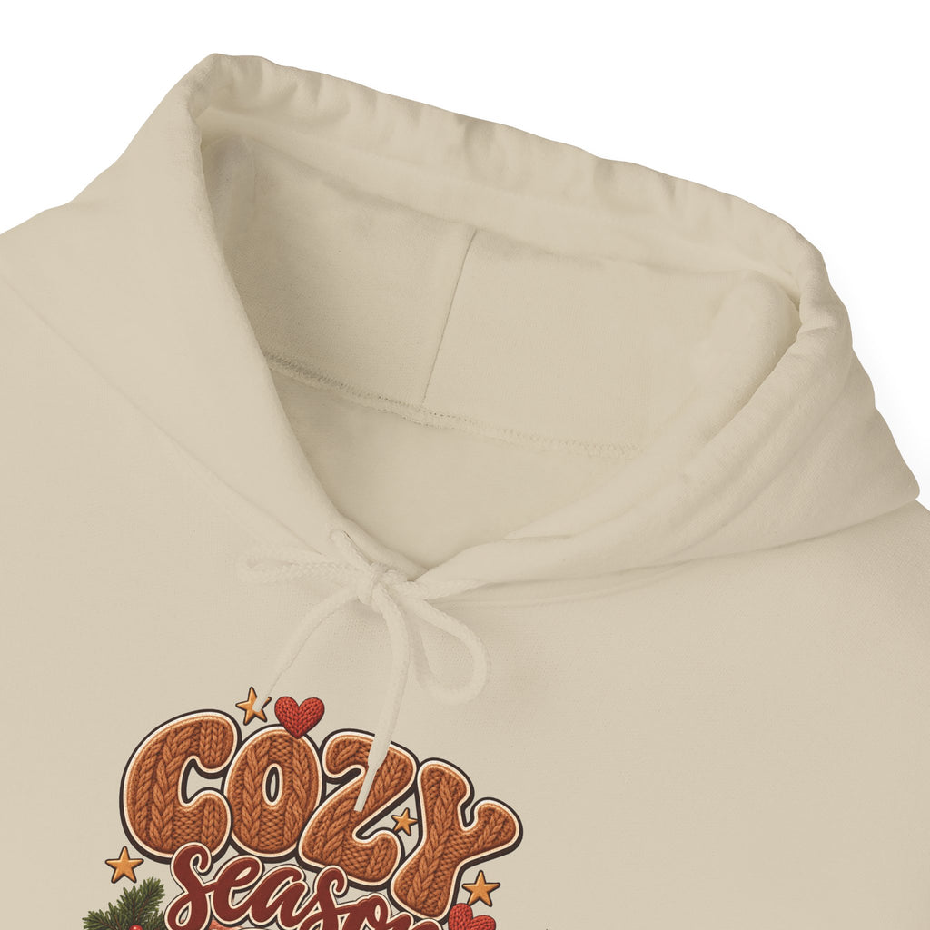 Cozy Season Hoodie, front collar close-up