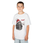 Boy wearing the White Dachshund Boop Christmas Kids T-Shirt