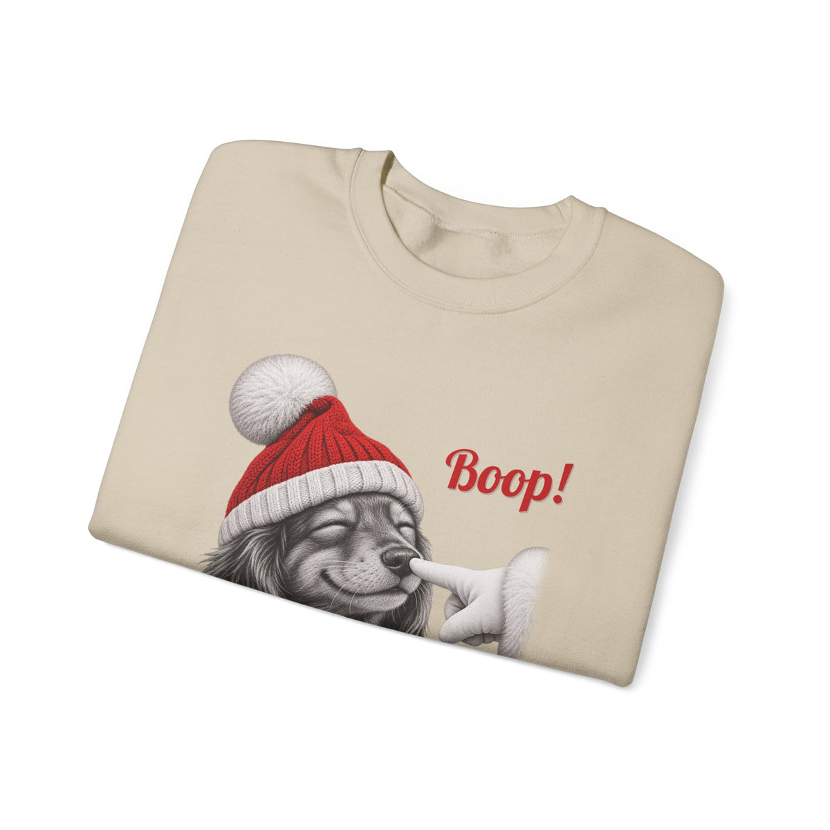 Dachshund Boop Christmas Sweatshirt, folded