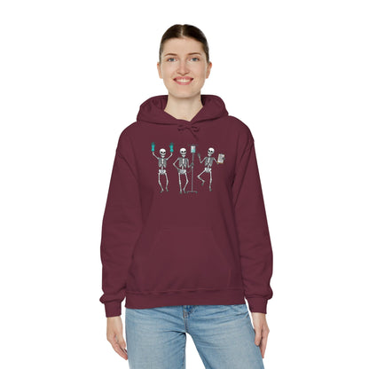 Woman wearing the Dancing skeleton nurse hoodie, front view