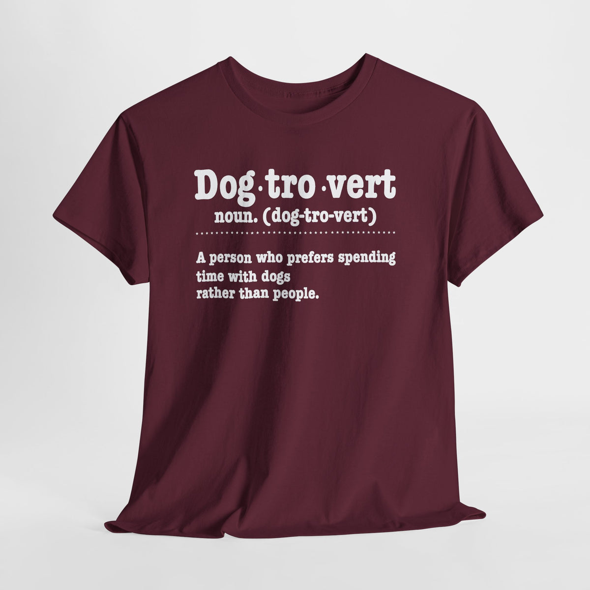 Dogtrovert definition t-shirt, flat lay