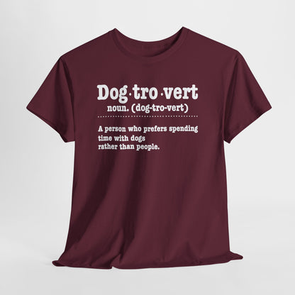 Dogtrovert definition t-shirt, flat lay