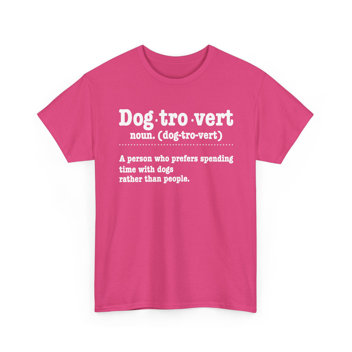 Heliconia Dogtrovert definition t-shirt with white dictionary print, front view