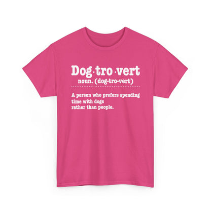 Heliconia Dogtrovert definition t-shirt with white dictionary print, front view