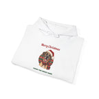 Fawn Great Dane Christmas Hoodie in White, folded