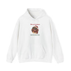 White Merry Christmas From The Great Dane hoodie with a fawn Great Dane in a Santa hat, front view