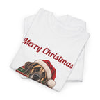 Fawn Great Dane Christmas T-Shirt in White, folded