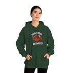 Model wearing the forest green Feast Mode Activated Hoodie