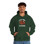 Model wearing the forest green Feast Mode Activated Hoodie