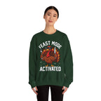 Model wearing the forest green Feast Mode Activated Sweatshirt