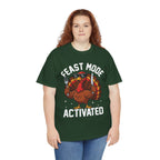 Model wearing the forest green Feast Mode Activated T-Shirt