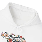 Floral Mama Bear Hoodie, front collar close-up