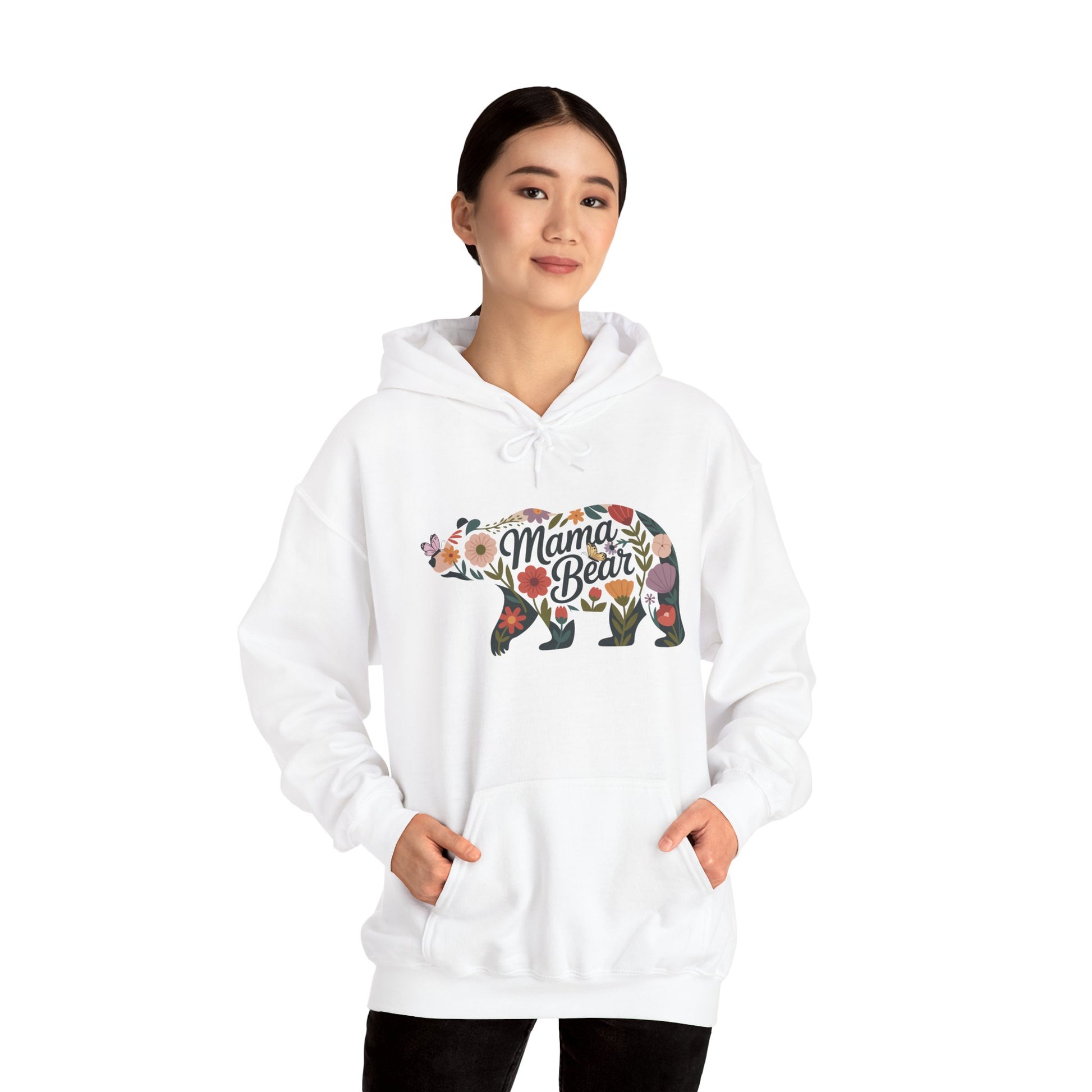 Floral Mama Bear hoodie with wildflower bear print, additional product photo