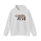 Ash Floral Mama Bear hoodie with wildflower bear print, front view
