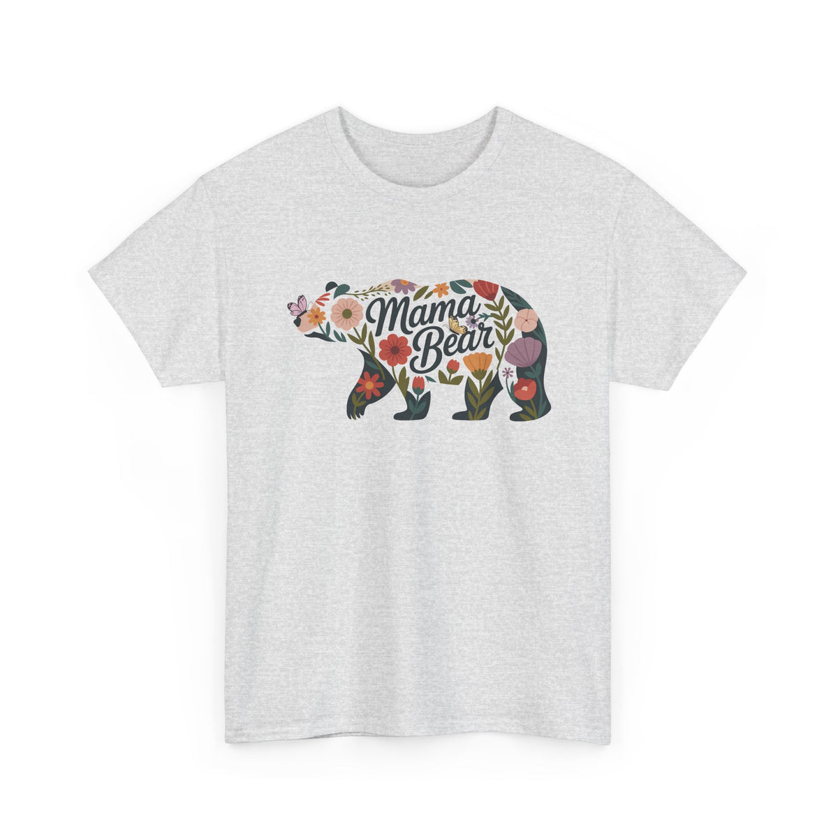 Ash Floral Mama Bear t-shirt with wildflower bear print, front view